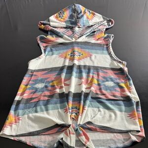 7th Ray Aztec Pattern Sleeveless Hoodie